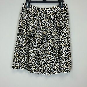J. Crew Womens Pleated Leopard Mini Skirt AL199 Size 8 Career Dressy